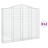 vidaXL Arched Gabion Baskets 12 pcs 200x30x160/180 cm Galvanised Iron