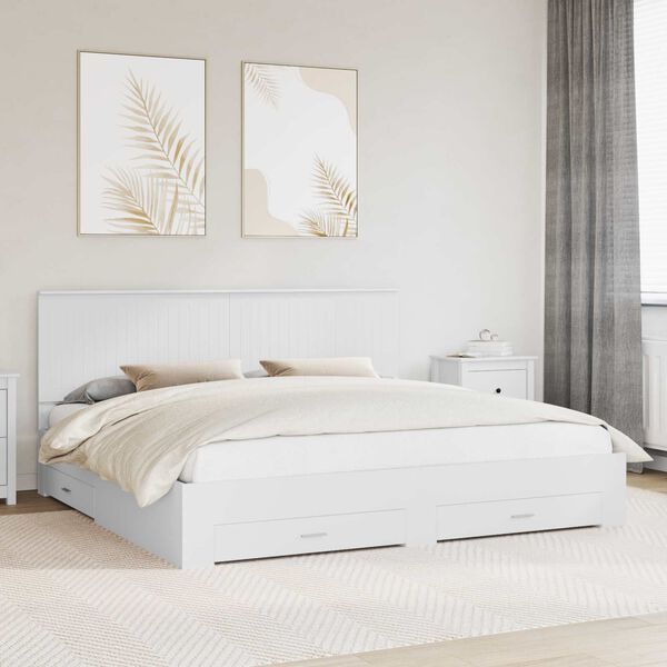 vidaXL Bed Frame with Headboard White 200 x 200 cm Engineered Wood