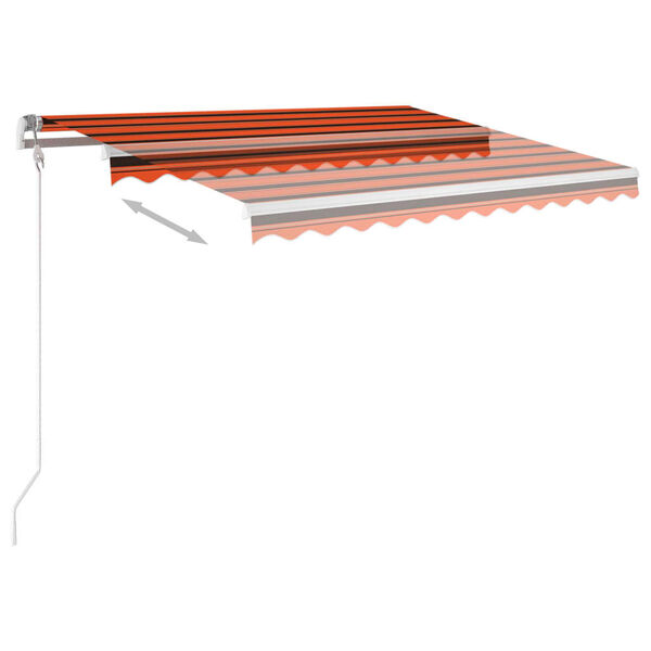vidaXL Manual Retractable Awning with LED 3x2.5 m Orange and Brown