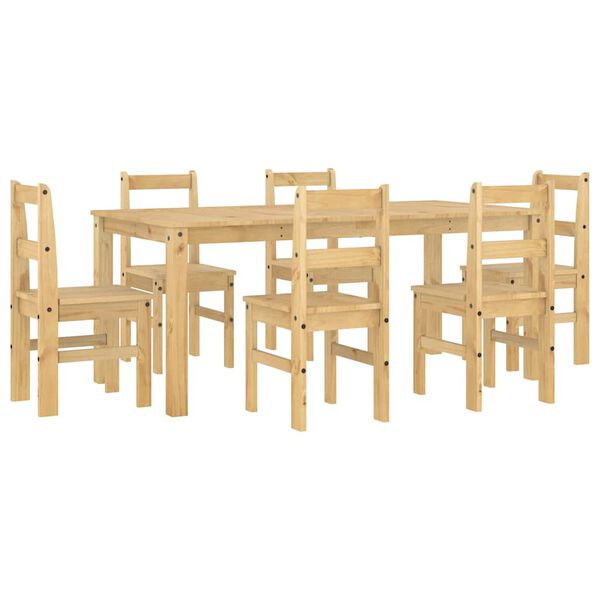vidaXL 7 Piece Dining Set Panama Solid Wood Pine