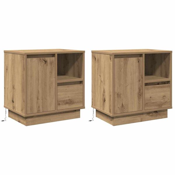 vidaXL Bedside Cabinet with Drawer 2 pcs Artisan Oak 50 x 34.5 x 50 cm