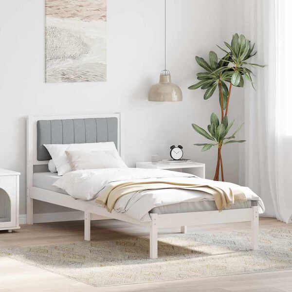 vidaXL Bed Frame with Upholstered Headboard Light Grey 75 x 190 cm