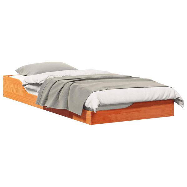 vidaXL Bed Frame Wax Brown 100 x 200 cm Solid Pine Wood