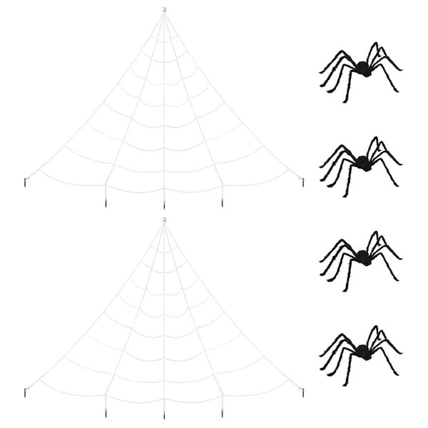 vidaXL Halloween Spider Decoration with Webs 4 pcs Black and white