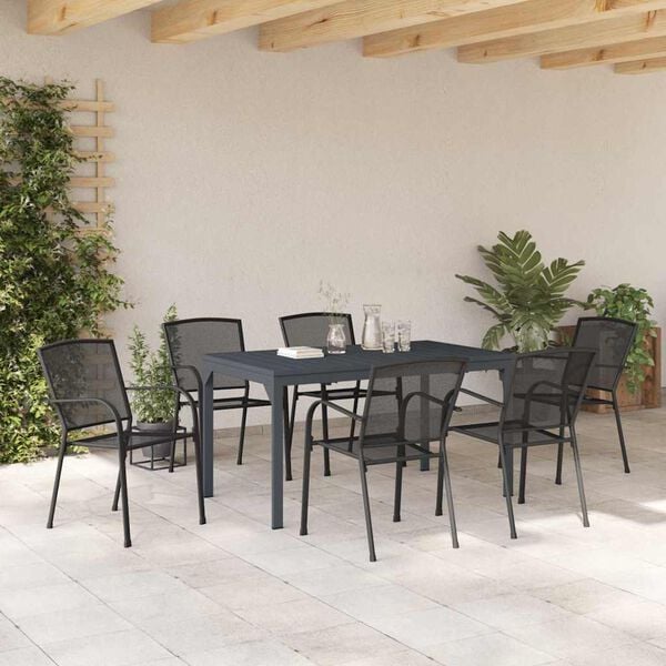 vidaXL Garden Dining Set 7 pcs Anthracite Powder-coated Steel