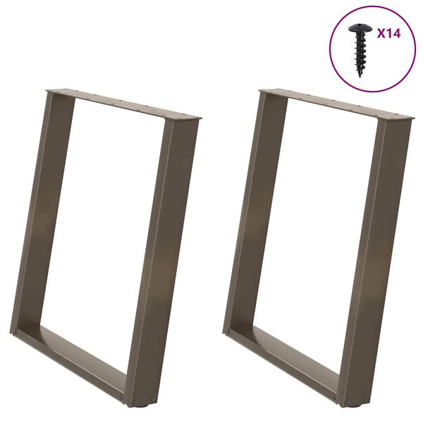 vidaXL Dining Table Legs U-Shaped 2 pcs Natural Steel 80x(72-73) cm Steel