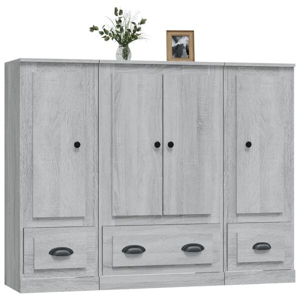 vidaXL Highboards 3 pcs Grey Sonoma Engineered Wood