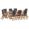 vidaXL 9 Piece Garden Dining Set Solid Wood Acacia and Textilene