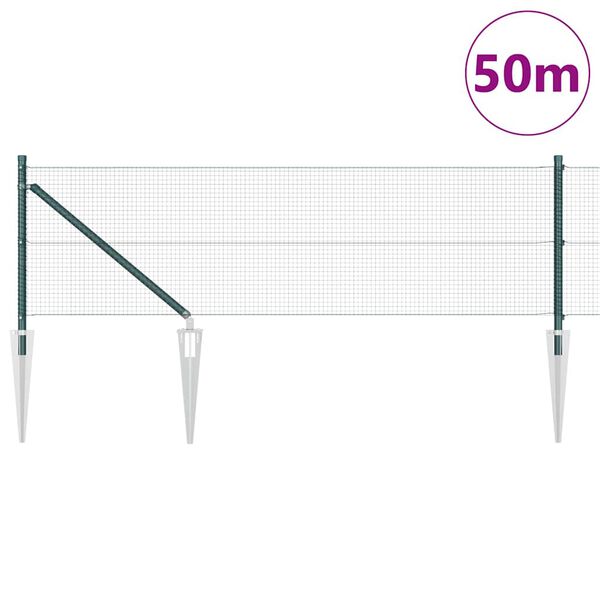vidaXL Fence Post Green 50 x 0.4 m (16 x 16 mm mesh) Steel and PVC