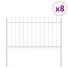 vidaXL Garden Fence 8 pcs White 13.6 x 0.8 m Powder-coated Steel
