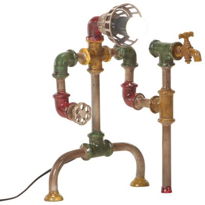 vidaXL Industrial Standing Lamp Water Pipe Design Iron