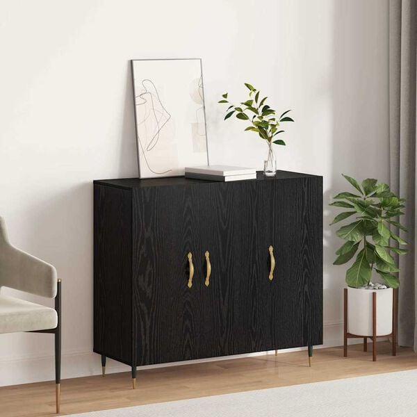 vidaXL Sideboard Black Oak 90 x 34 x 80 cm Engineered Wood