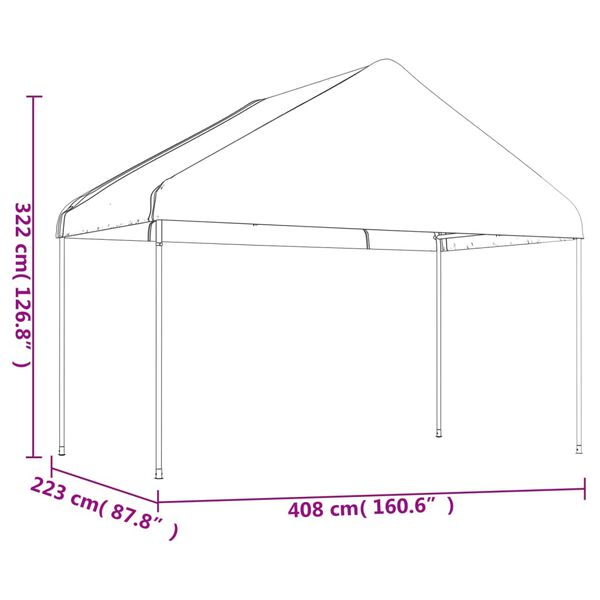 vidaXL Gazebo with Roof White 4.08x2.23x3.22 m Polyethylene