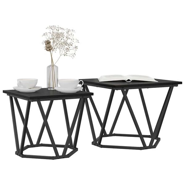 vidaXL Side Table Set 2 pcs Black oak 50 x 50 x 40 cm