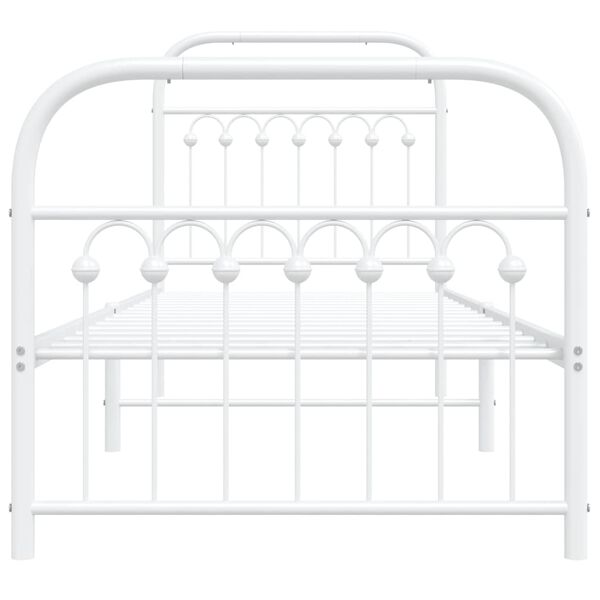 vidaXL Metal Bed Frame without Mattress with Footboard White 80x200cm
