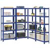 vidaXL 5-Layer Storage Shelves 4 pcs Blue Steel&Engineered Wood
