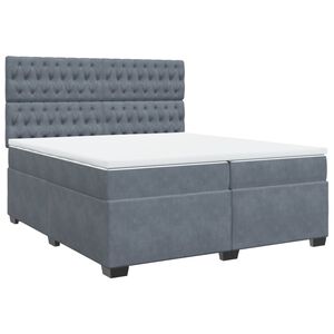 vidaXL Box Spring Bed with Mattress Dark Grey 200x200 cm Velvet