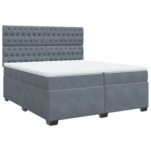 vidaXL Box Spring Bed with Mattress Dark Grey 200x200 cm Velvet