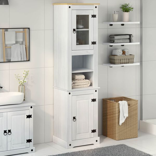 vidaXL Bathroom Cabinet White 50 x 40 x 185 cm Solid Pine Wood