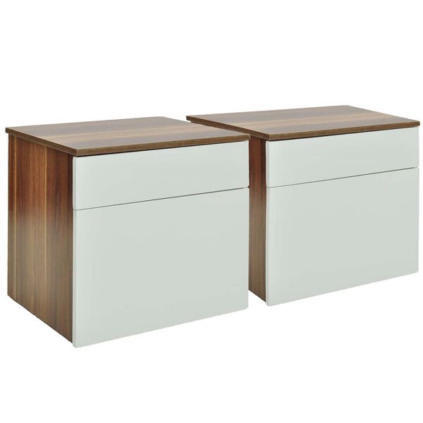 vidaXL Nightstand 2 pcs with One-Drawer Brown/White