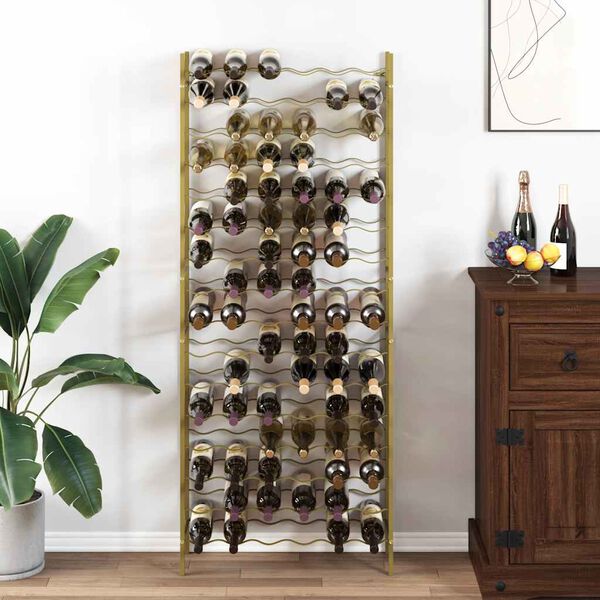 vidaXL Wine Rack for 96 Bottles Gold Metal