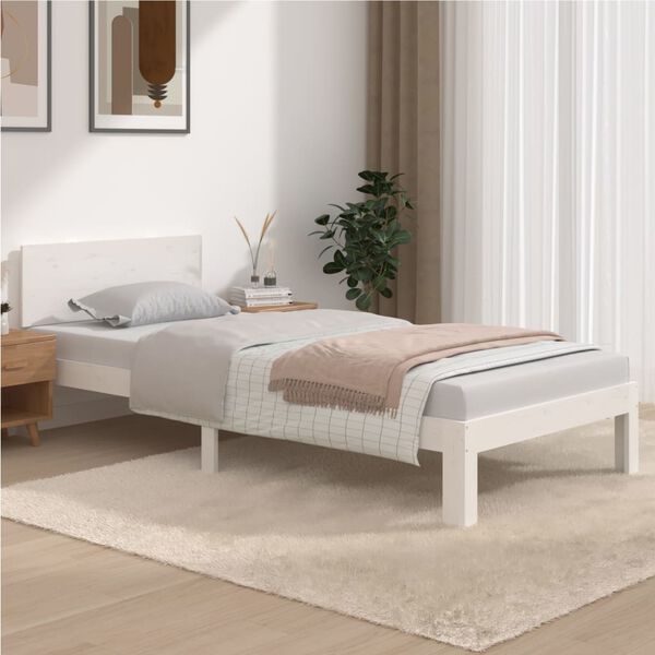 vidaXL Bed Frame without Mattress White Solid Wood Pine 90x200cm