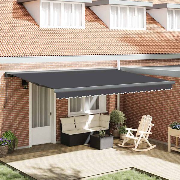 vidaXL Retractable Awning Anthracite 4x3 m Fabric and Aluminium