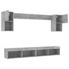 vidaXL 6 Piece TV Wall Units with LED Concrete Grey Engineered Wood