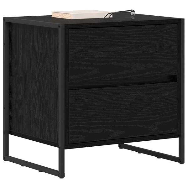 vidaXL Bedside Table 2 pcs Black Oak 50 x 39.5 x 50 cm Engineered Wood