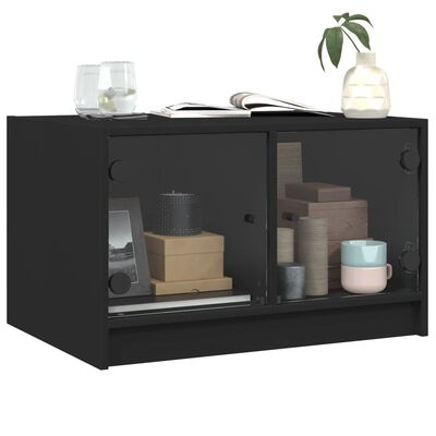 vidaXL Coffee Table with Glass Doors Black 68x50x42 cm