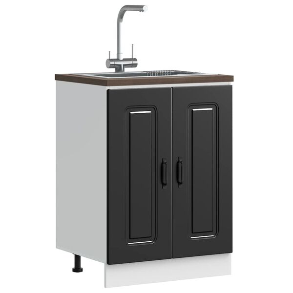 vidaXL Sink Base Cabinet Kalmar Black 60x46x81.5 cm Engineered Wood