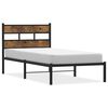 vidaXL Metal Bed Frame without Mattress Smoked Oak 75x190 cm