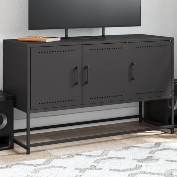vidaXL TV Cabinet Black 100.5x39x60.5 cm Steel
