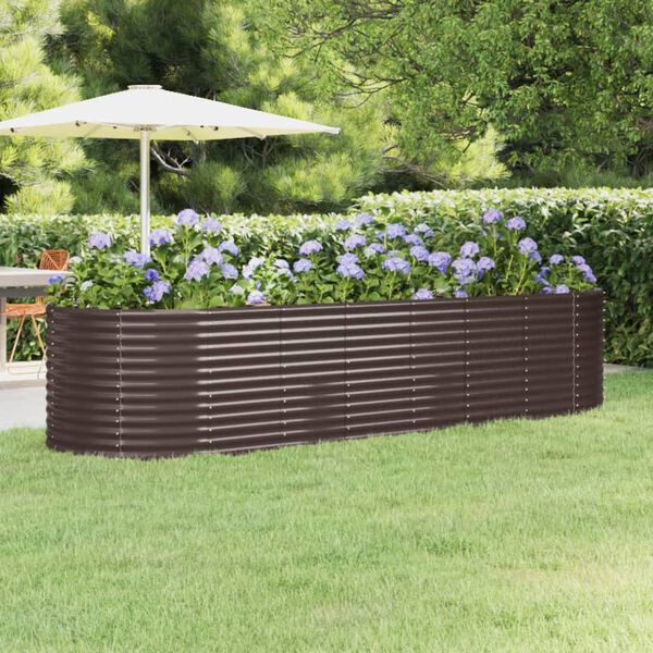 vidaXL Garden Raised Bed Galvanised Steel 322x100x68 cm Brown