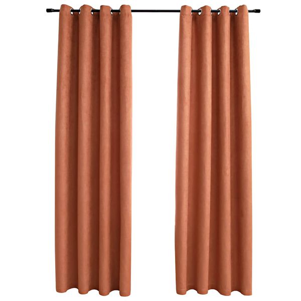 vidaXL Blackout Curtains with Metal Rings 2 pcs Rust 140x245 cm
