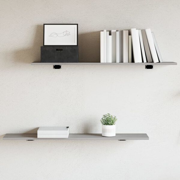 vidaXL Wall Shelves 4 pcs Grey Sonoma 100x20x1.5 cm Engineered Wood