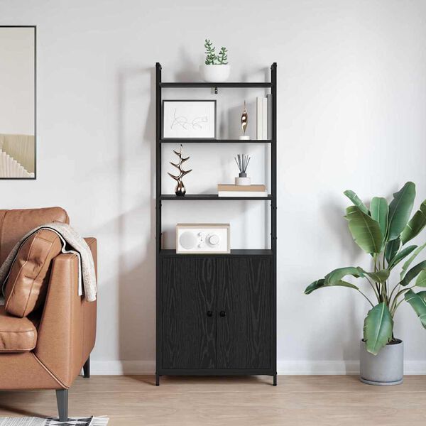 vidaXL Book Cabinet Black Oak 60 x 24 x 161 cm Engineered Wood