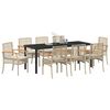 vidaXL Garden Dining Set 9 pcs Beige Poly Rattan