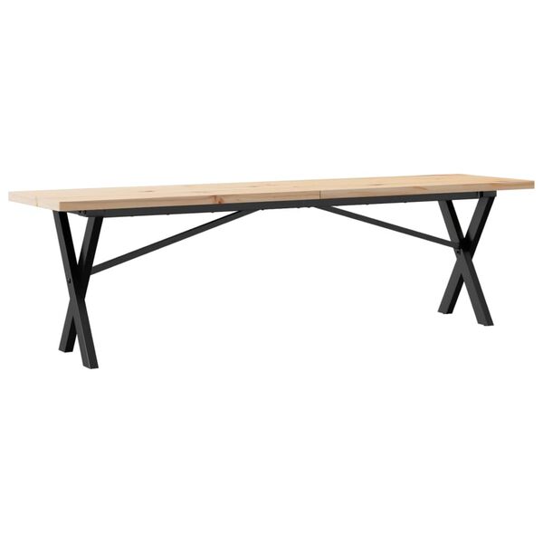 vidaXL Coffee Table X-Frame 160x40x45.5 cm Solid Wood Pine and Steel