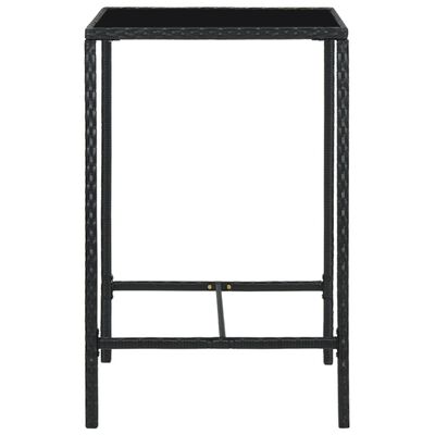 vidaXL Garden Bar Table Black 70x70x110 cm Poly Rattan and Glass