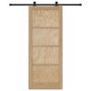 vidaXL Sliding Door Natural and Black 86 x 211 cm Solid Pine Wood