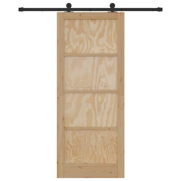 vidaXL Sliding Door Natural and Black 86 x 211 cm Solid Pine Wood