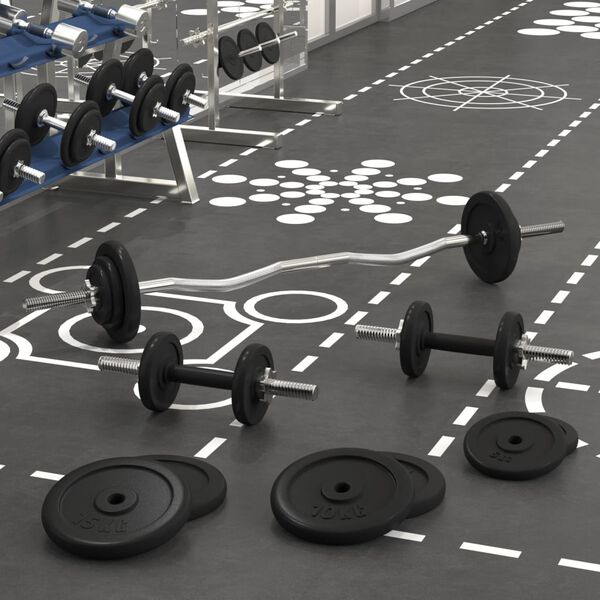 vidaXL Barbell and Dumbbell with Plates 90 kg Cast Iron