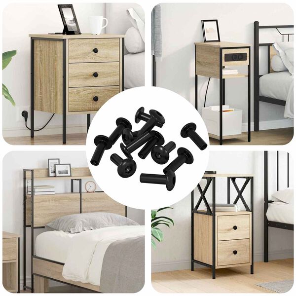 vidaXL Sleeve Nuts 8451 pcs Black Metal