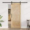 vidaXL Sliding Door Natural and Black 78 x 202 cm Solid Pine Wood