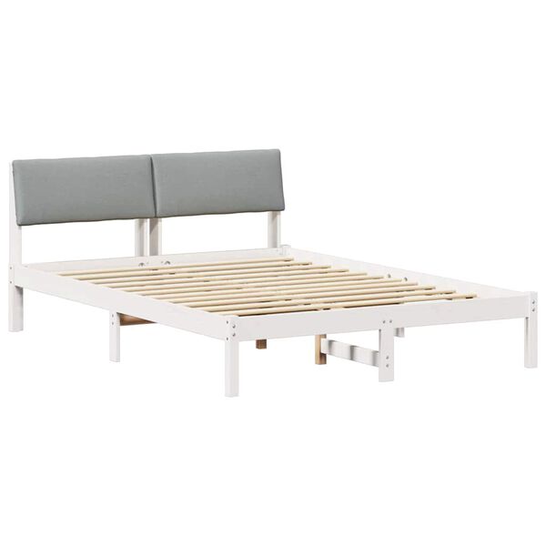 vidaXL Bed frame White and light grey 140 x 200 cm Solid pine wood