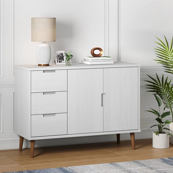 vidaXL Sideboard MOLDE White 113x40x80 cm Solid Wood Pine