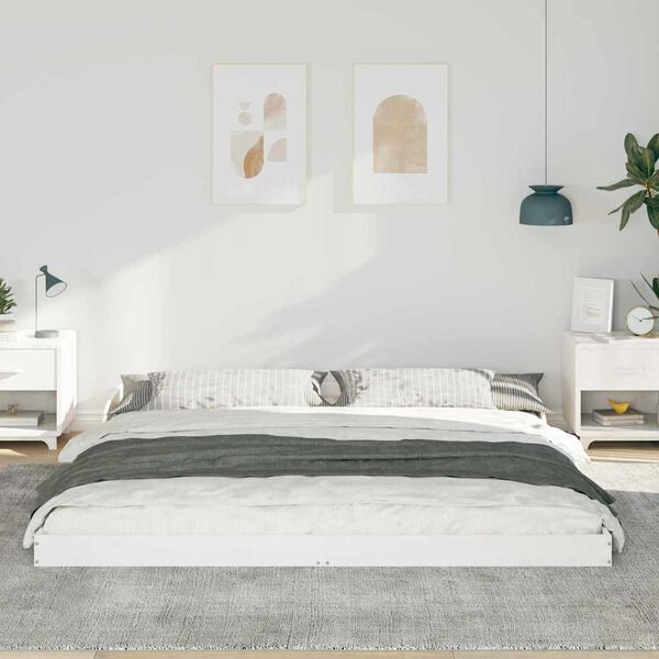 vidaXL Bed Frame White 200 x 210 cm Solid Pine Wood