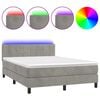 vidaXL Box Spring Bed with Mattress&LED Light Grey 140x200cm Velvet