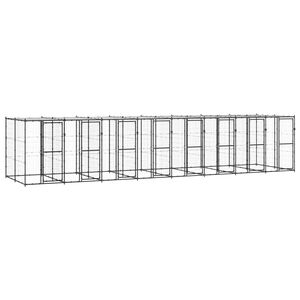vidaXL Outdoor Dog Kennel Steel with Roof 19.36 m&sup2;